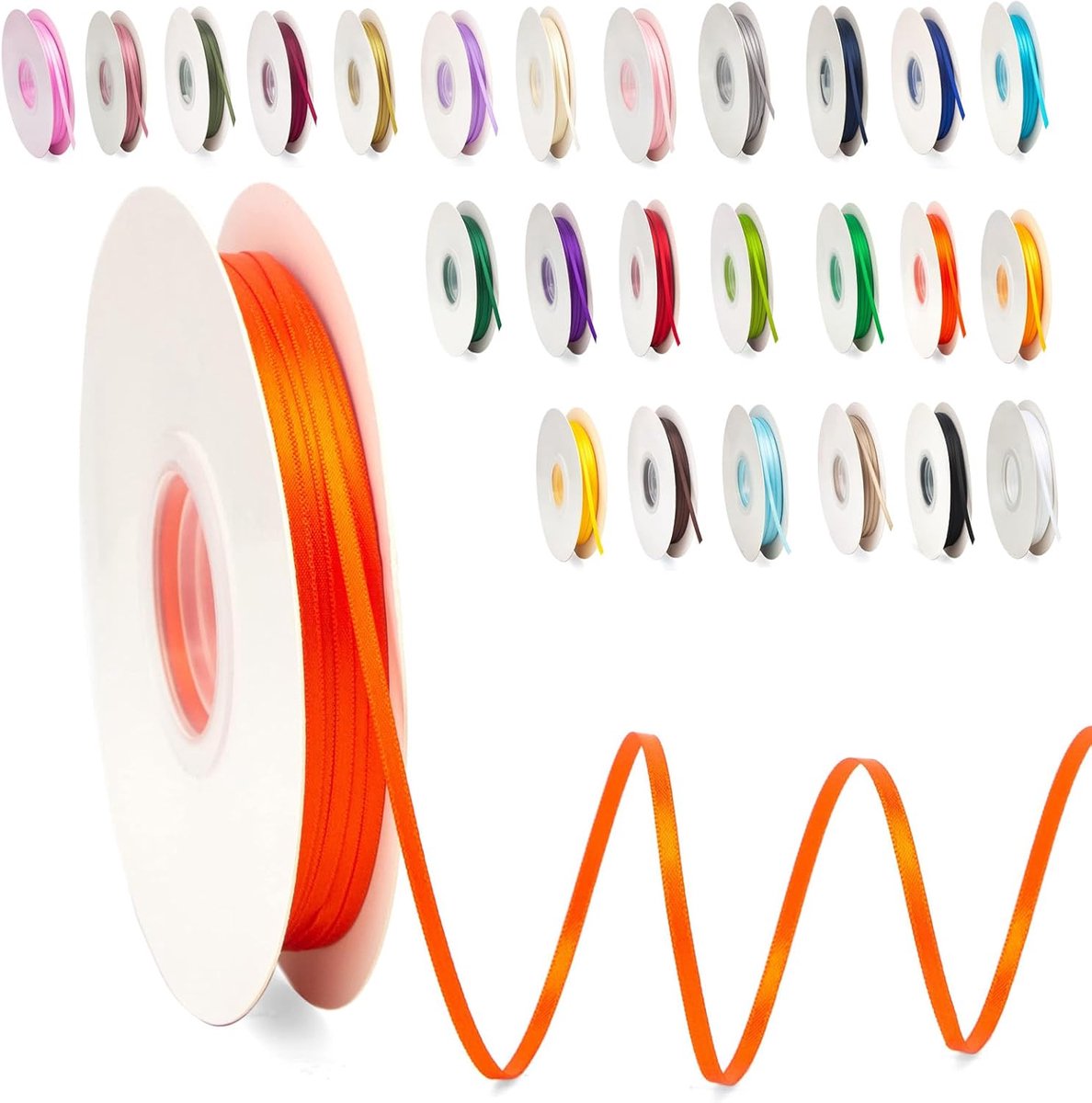 lint van 3 mm breed, 91 m oranje satijnen ballonnenlint voor het maken van haarstrikken, bloemboeketten, kleding, bruiloftsdecoratie, verjaardag en kerstcadeauverpakkingen