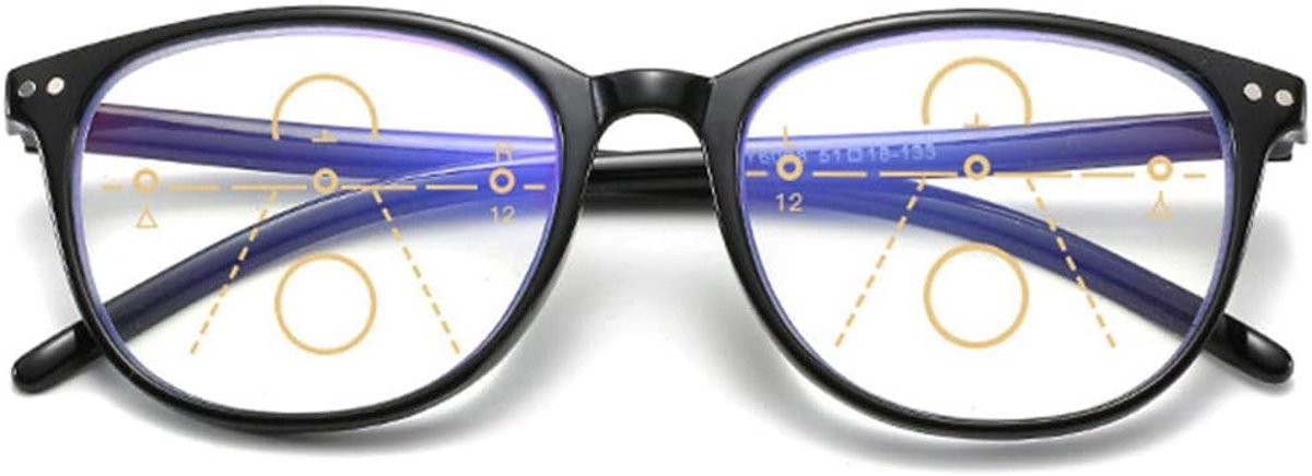Progressieve multifocusbril voor dames en heren, anti-blauw licht, zichthulp, retro leeshulp, anti-vermoeidheidsbril, 1,0, 1,5, 2,0, 2,5, 3,0, 3,5, 4,0