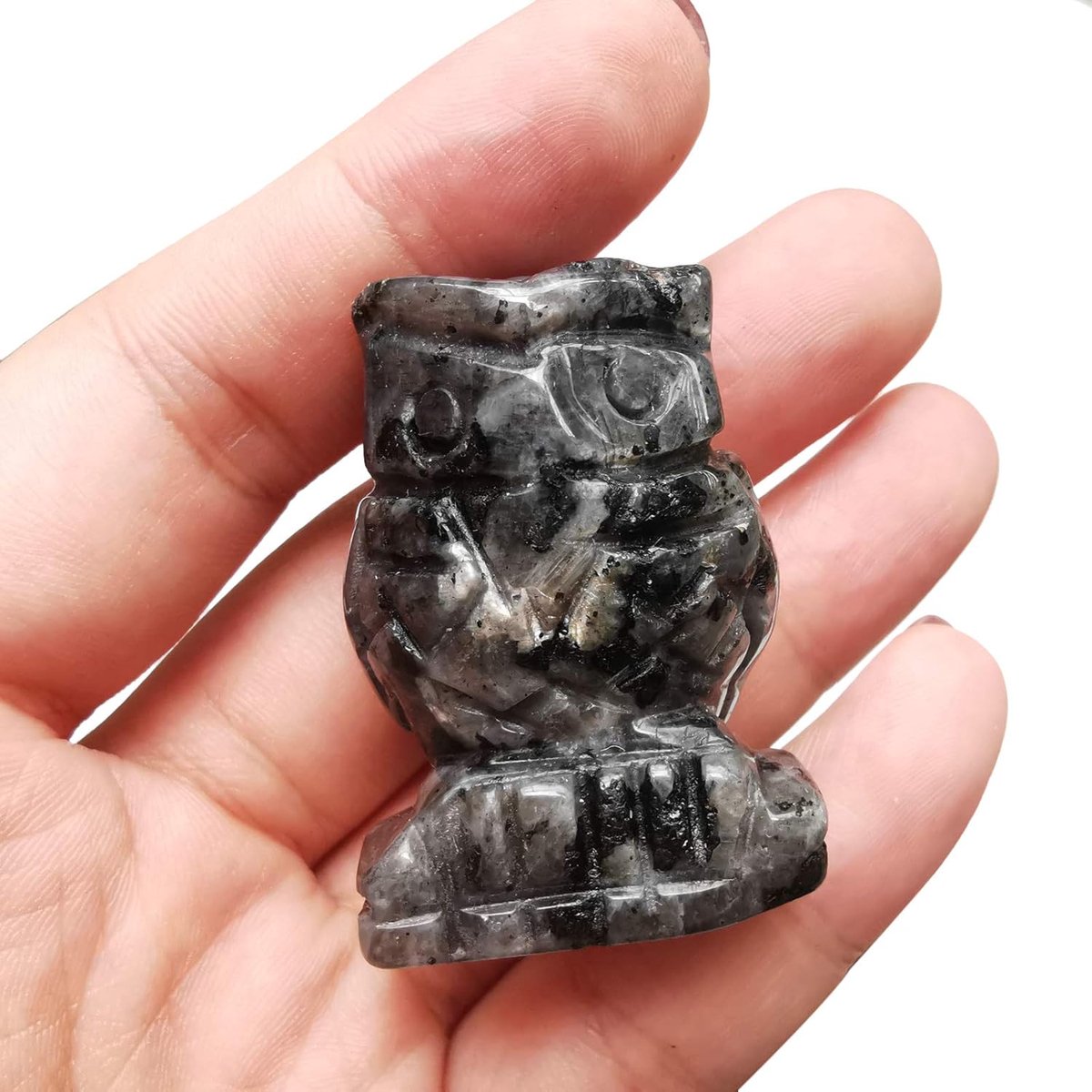 zwarte labradoriet uilenkristallen en helende stenen figuren verzamelobjecten, 40 mm kantoordecoratie edelsteen