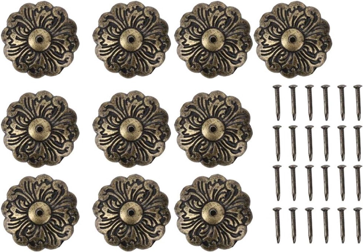 30 Stuks Vintage Bekleding Kopspijkers, Zinklegering Meubelspijkers, Decoratieve Thrumbs voor Banken en Deuren