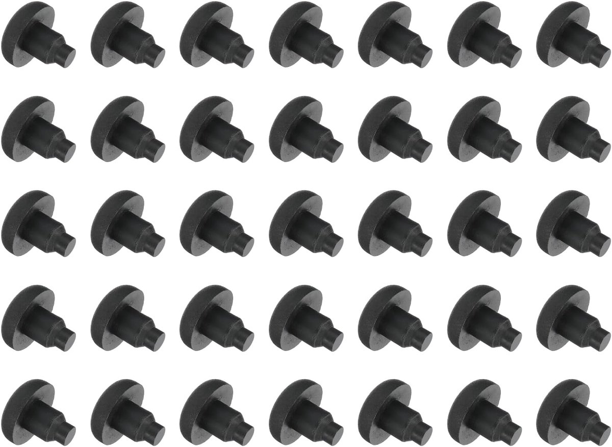8 x 16 mm zachte stambumpers, PE anti-botsing ingebedde bumpers platte anti-slip pads voor patio tafel kast meubels - 35 stuks (zwart)