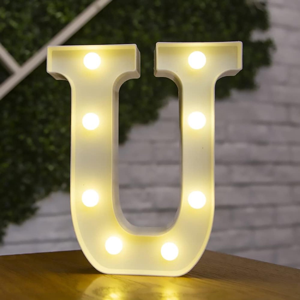 Letterverlichting LED-symboolvorm, alfabet plastic marquee tafellampen, verlichte woorden, verjaardag bruiloft feest alledaagse thuis wanddecoratie-U