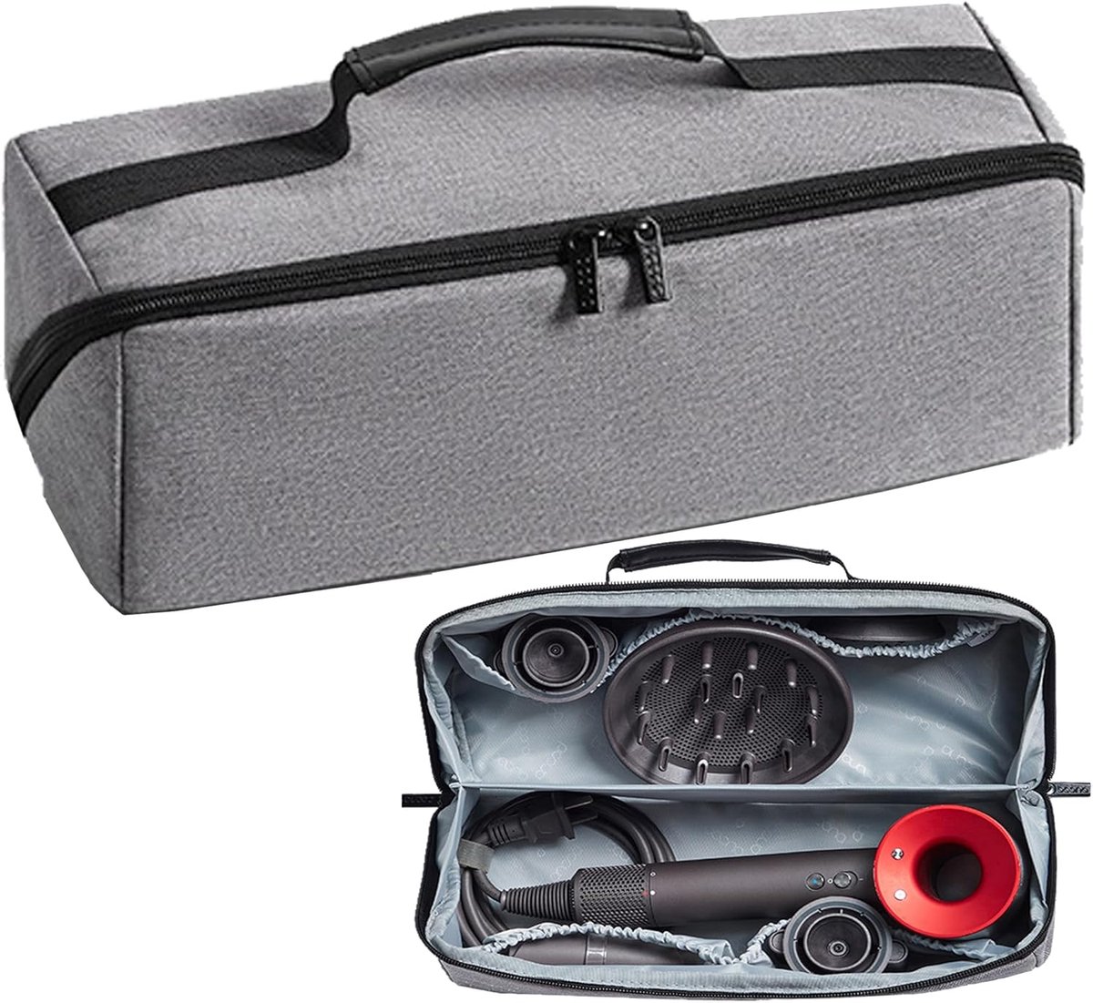 Waterdichte opbergtas voor haardrogers, Föhn Universele opbergtas met rits compatibel met Dyson Supersonic Föhn Dyson Airwrap Styler Accessoires (Grijs)
