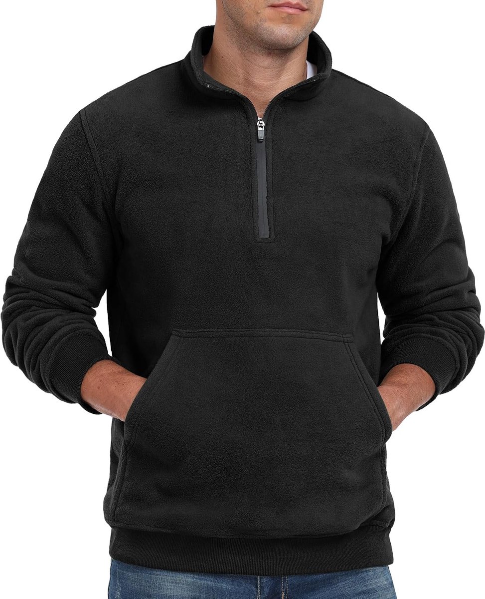 Fleece pullover heren lange mouwen halve rits sweatshirt heren zonder capuchon warme zachte winter trui
