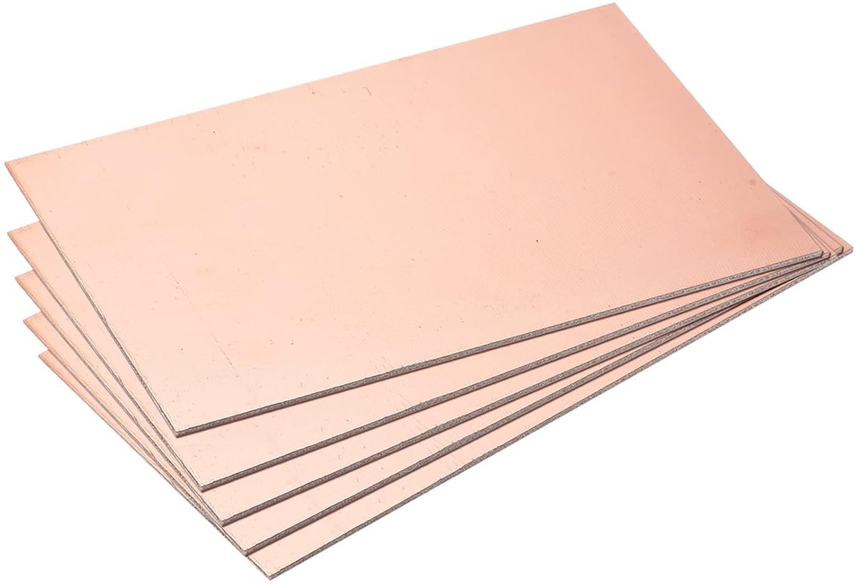 sourcing map 5 stuks PCB koper geplateerde printplaten laminaat 150 mm x 100 mm x 2 mm FR4 glasvezel eenzijdig voor schakelprojecten