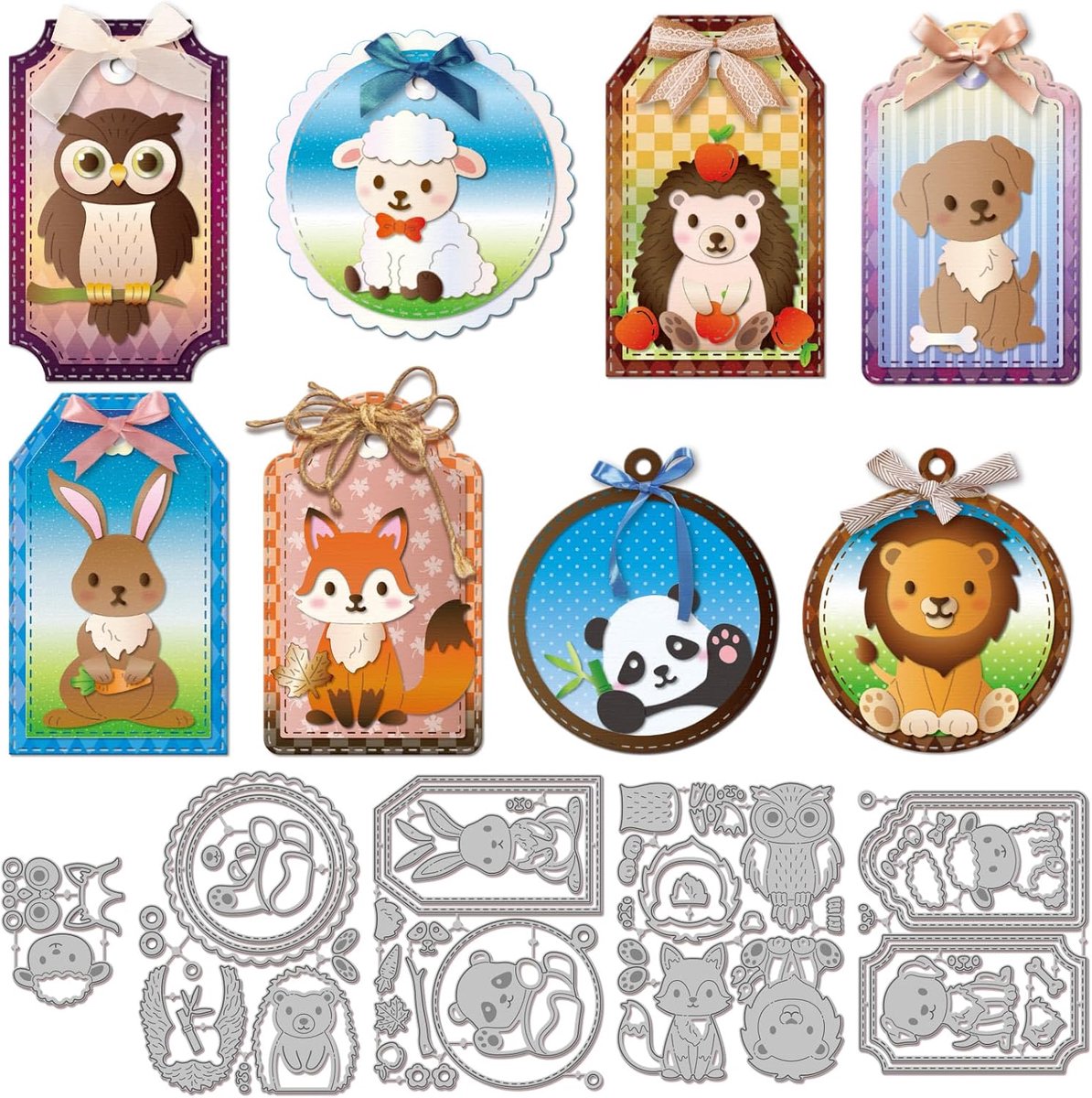 Dierlabels stansvormen voor het maken van kaarten, etiketten, bladwijzers, metalen stansvormen voor hond, konijn, panda, vos, stansvormen voor doe-het-zelf reliëf, scrapbooking, fotoalbum