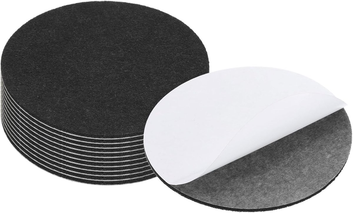 Lampvoet met diameter van 5,5 inch, 12 stuks 3 mm dikte, ronde zachte lijm, antislip, krasbestendig vilt voor lampenmeubels, doe-het-zelf handwerk, zwart