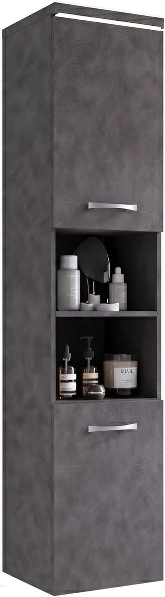 Badkamerkast Paso 35 x 35 x 160 cm - donkergrijs - hangende hoge kast met 2 deuren