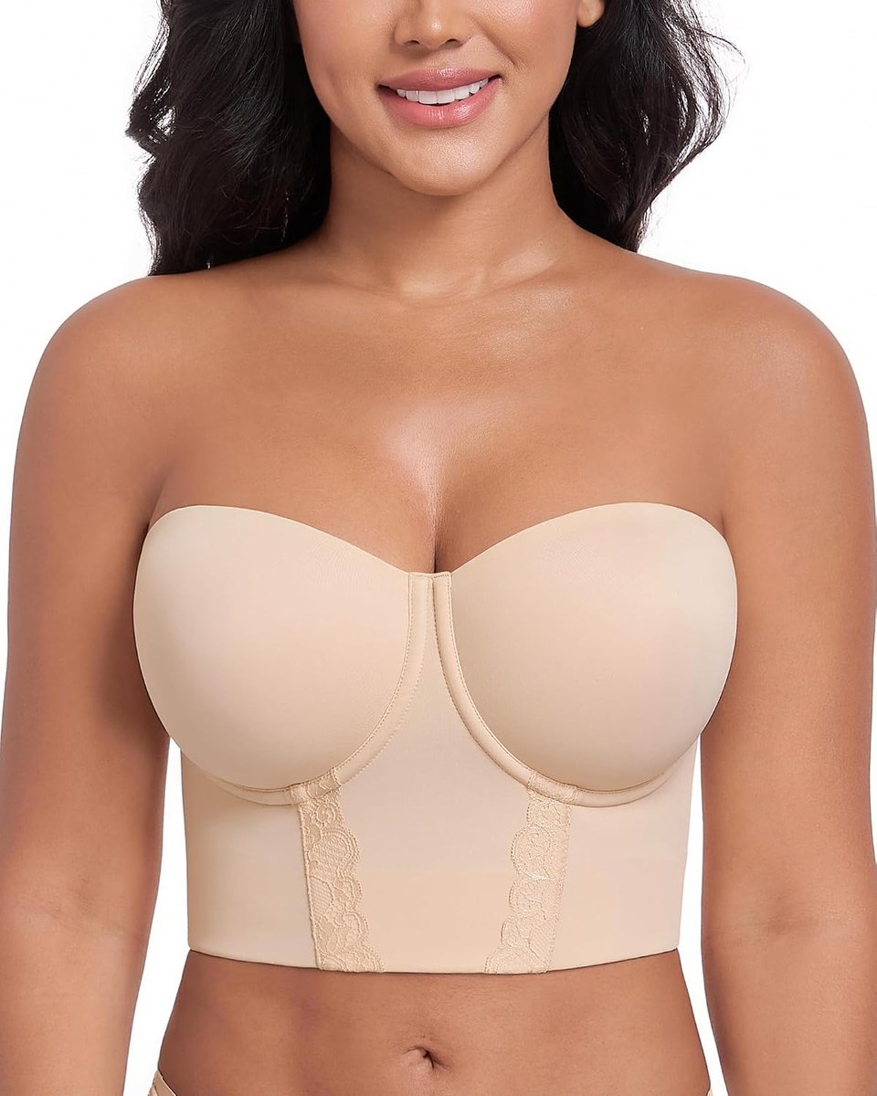 Strapless beha voor dames, push-up-effect, beugel, ondergoed, vormend, beha, korset, houdt stevig vast, grote maten