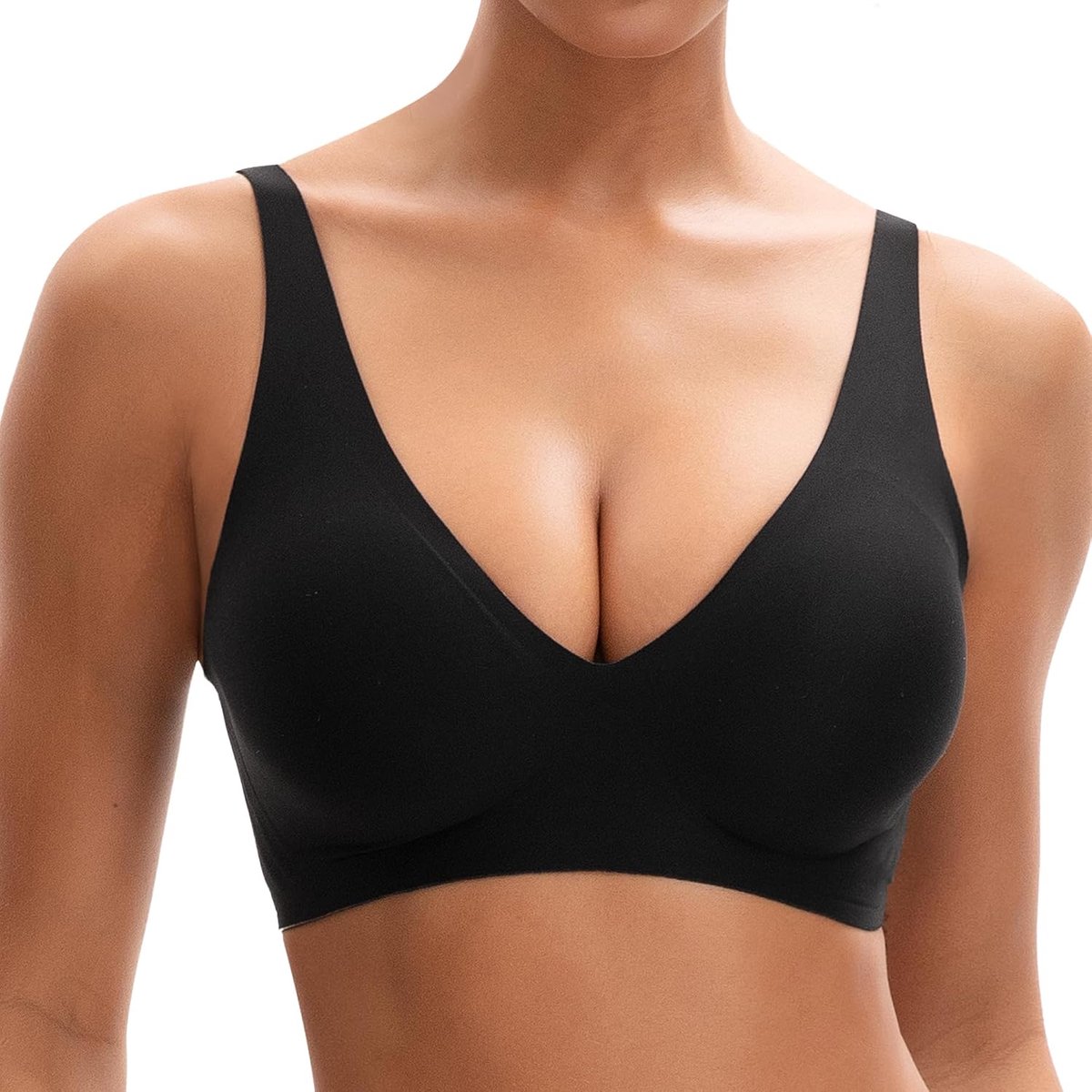 Beha voor dames, zonder beugel, naadloos, V-hals, comfortabele klassieke beha met beha-verlenging
