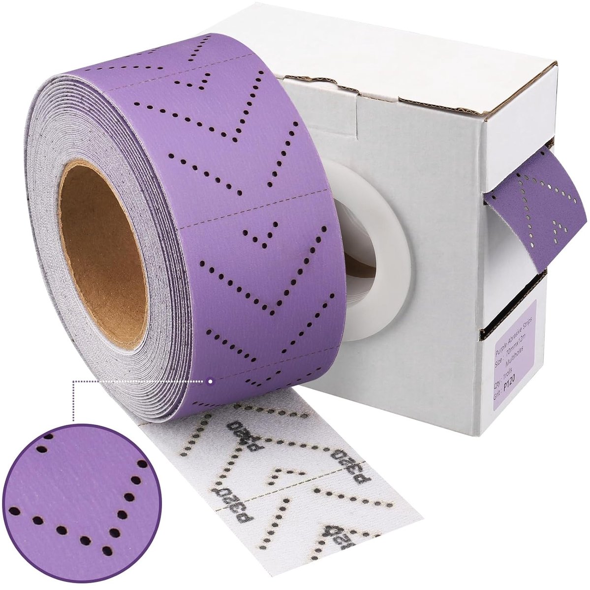 Paarse Keramische Schuurrol 70mmx12m voor Handschuurmachines | Voorgesneden Abrasieve Rol, Meerlaags Stofafzuiging, Klittenband Snelle Wissel, Anti Verstoppingsontwerp, Glad Oppervlak
