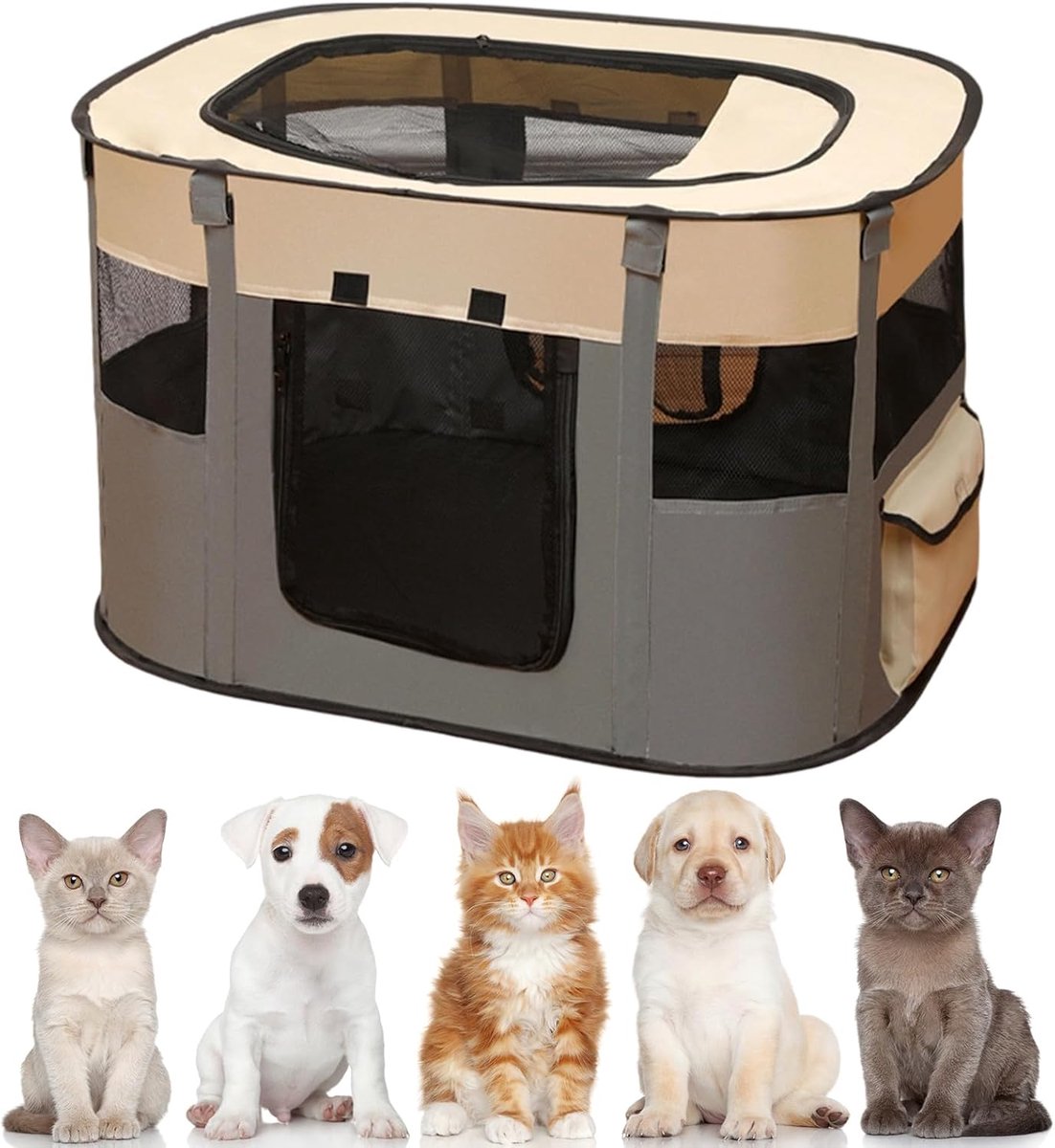 Dierenren ren 90 x 70 x 58 cm puppyren buitenren voor honden, katten, hazen en kleine dieren binnen en buiten