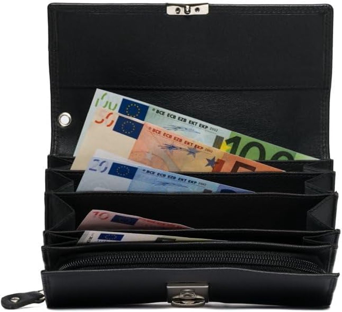 catering wallet - zwart leer - handgemaakt - voor sleutels en pasjes - SnelShoppen