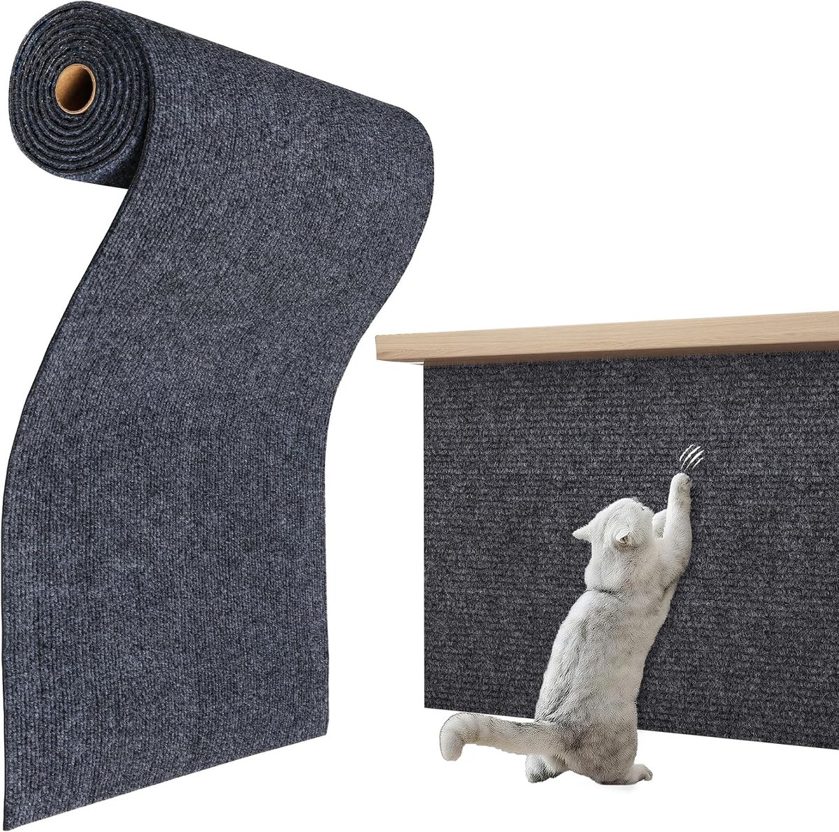 Kratzmatte Katze zelfklevend Antraciet Kratzteppich Rolle Kratzschutz Bank Katze Stoel 30CMx2M Katten Kratzteppich Grijs Kattenkratzmatten zelfklevend Wand Katten Kratz Meubelschutz