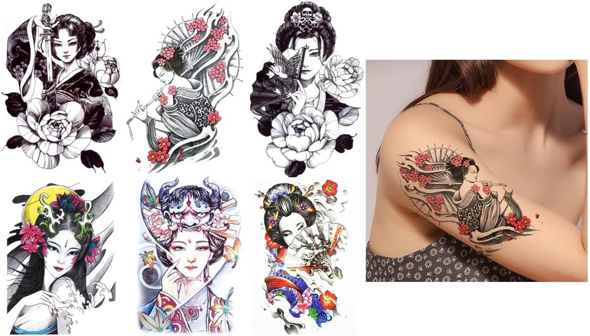Tijdelijke geisha tattoo Japanse vrouw tattoo Japan Tattoo Fake Tattoo Geisha 6