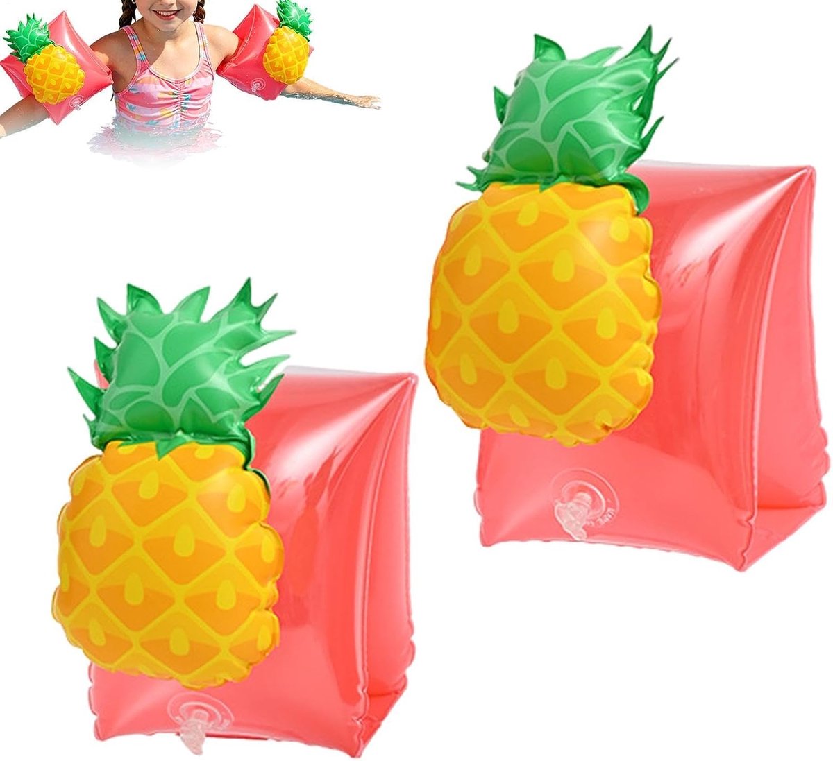 Zwembad Drijvers en Zwemvleugels 2 Stuks Opblaasbare Ananas | Zwemvleugels en Zwembadvlotjes voor Beginners, Jongens, Meisjes, Buiten, , Rivier, Meer, Reizen, Kamperen, Zomerfeest