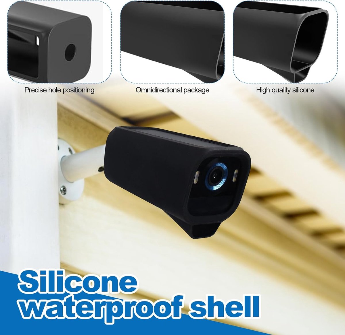 SnelShoppen - Beschermhoes voor Eufy S3 Pro Camera, 2-Pack Zwarte Waterdichte Silicone Case voor Eufy Beveiligingscamera, Weerbestendige Camera Besche