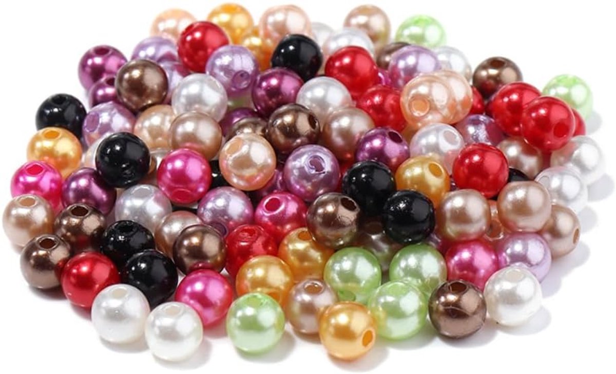 Kralen om te rijgen, kunstparels, ronde kralen met gat, ABS-kralen voor vazenvulling, voor kunsthandwerk, armbanden, halskettingen, kleding, sleutelhangers, decoratie, 6 mm, gemengde
