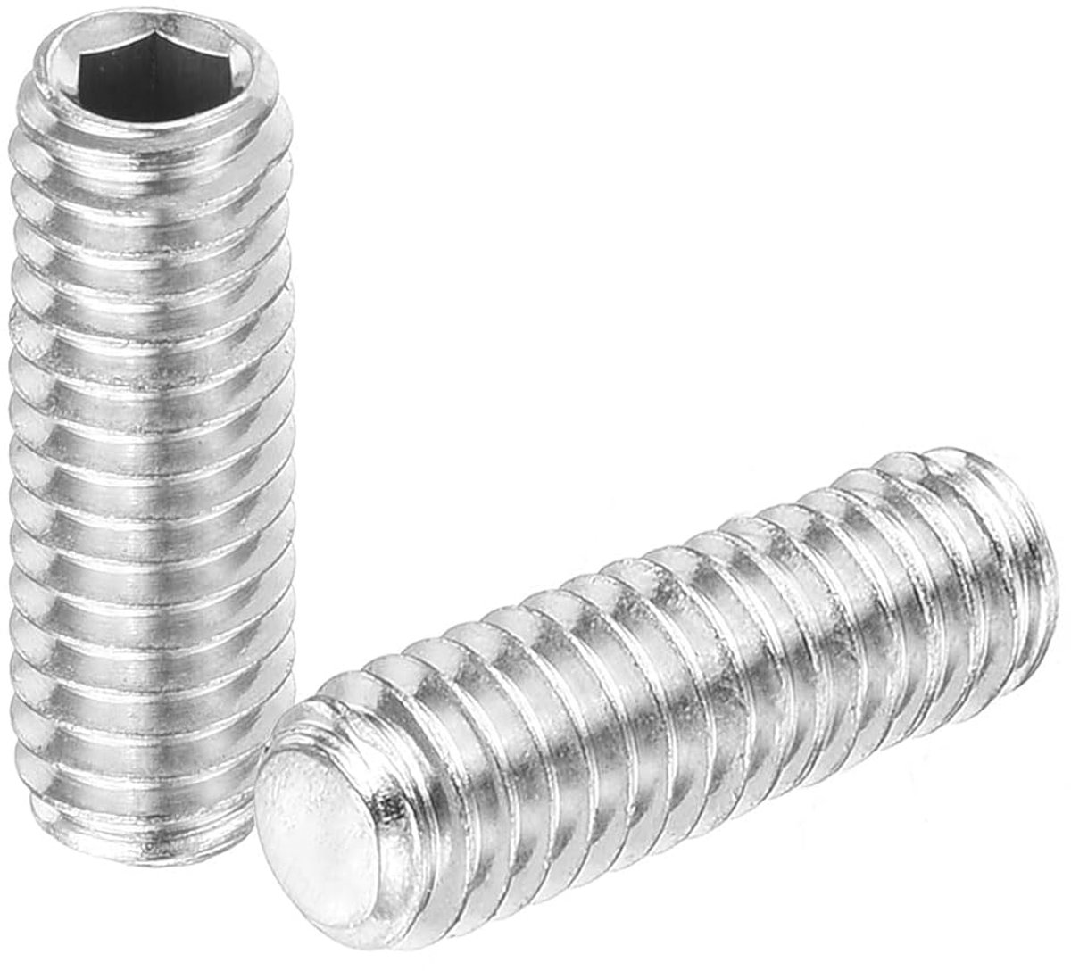 Zeskantige putschroeven, M4 x 12 mm 304 roestvrij stalen kop zeskantschroeven platte punt putschroef voor deurgrepen, lampreparatie, zilver