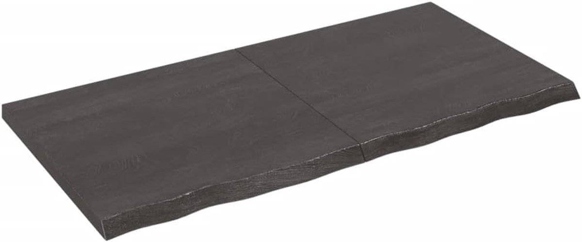 Wandplank, donkergrijs, 120 x 60 x 4 cm, behandeld massief eiken hout, foto-rekken, boekenhangplank voor slaapkamer, woonkamer en keuken, thuiskantoordecoratie, plank