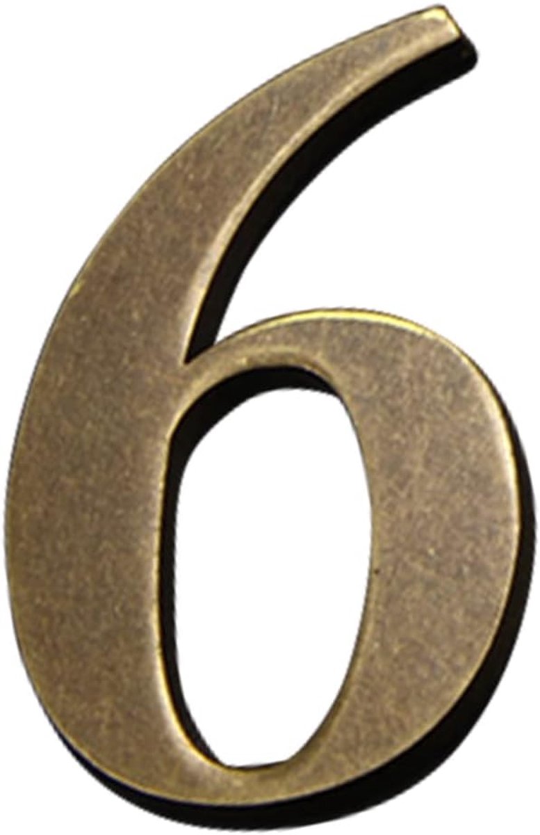 Huisnummer antiek koper deurnummers 10 cm (10 cm) adresnummer metaal nummer 3D zelfklevend modern huis nummer (deurnummer 6)