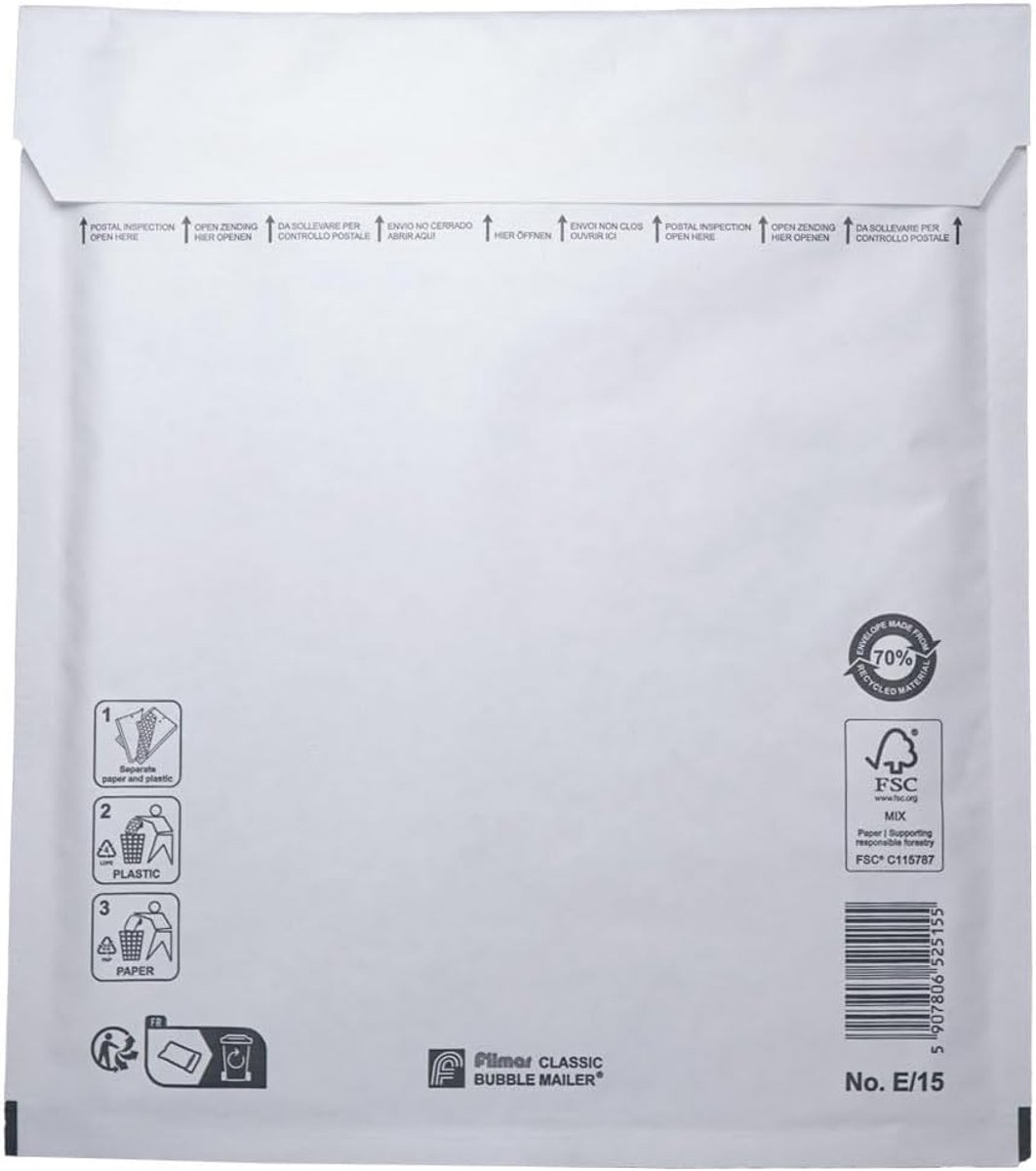 Luchtkussen envelop E15 220x260mm - doos 100 stuks - schokabsorberend - veilig verzenden - SnelShoppen