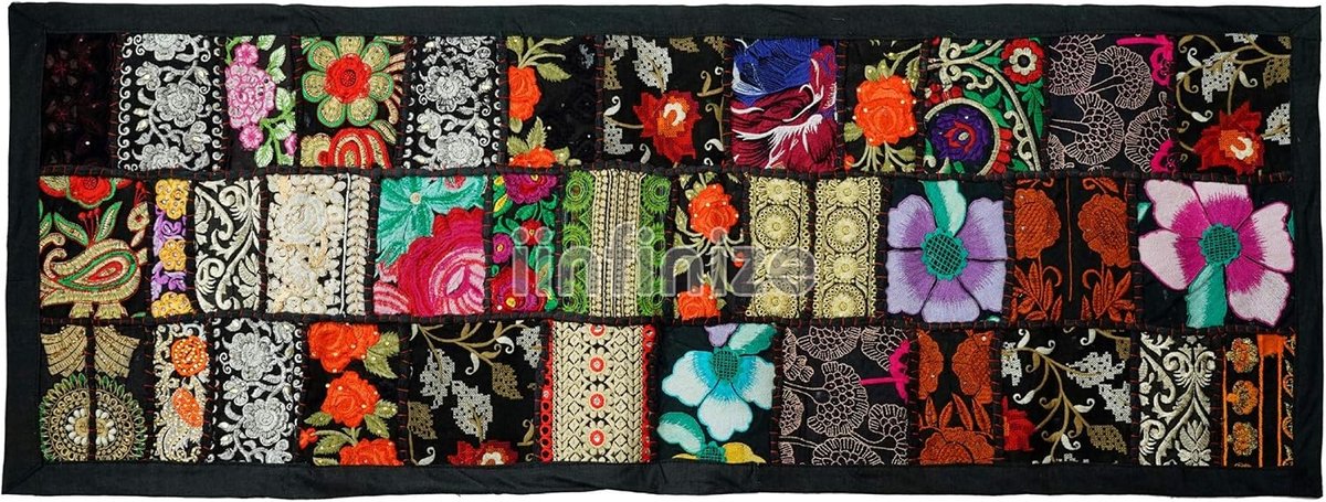 Tafelrunner 16x60 Inch - Geborduurd Katoen - Vintage Patchwork - Perfect voor Thuisdecoratie - SnelShoppen