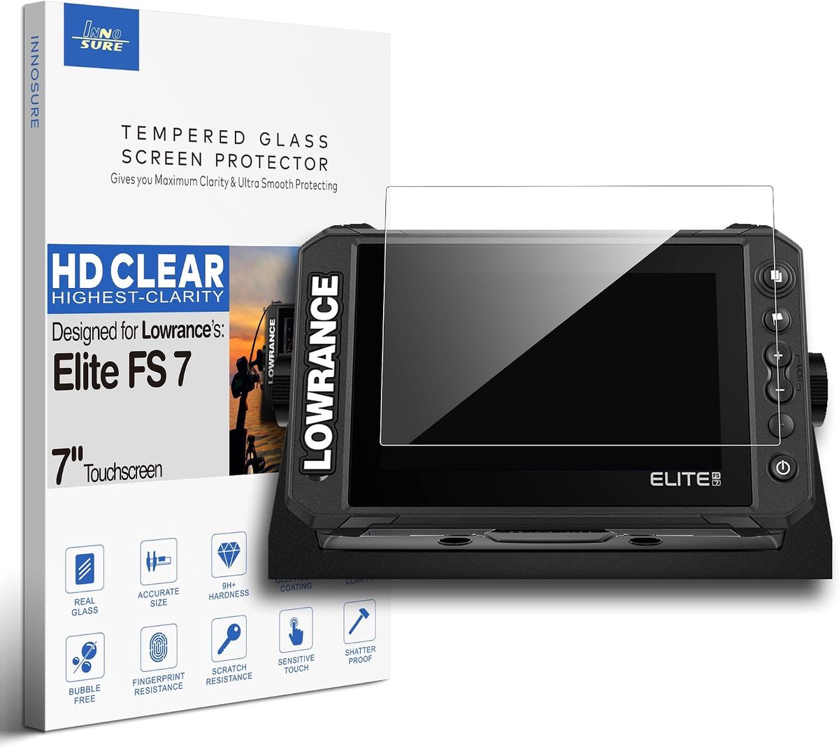 Schermbeschermer Lowrance Elite FS 7 inch - gehard glas - optimale bescherming - voorkomt krassen - ShopVlot