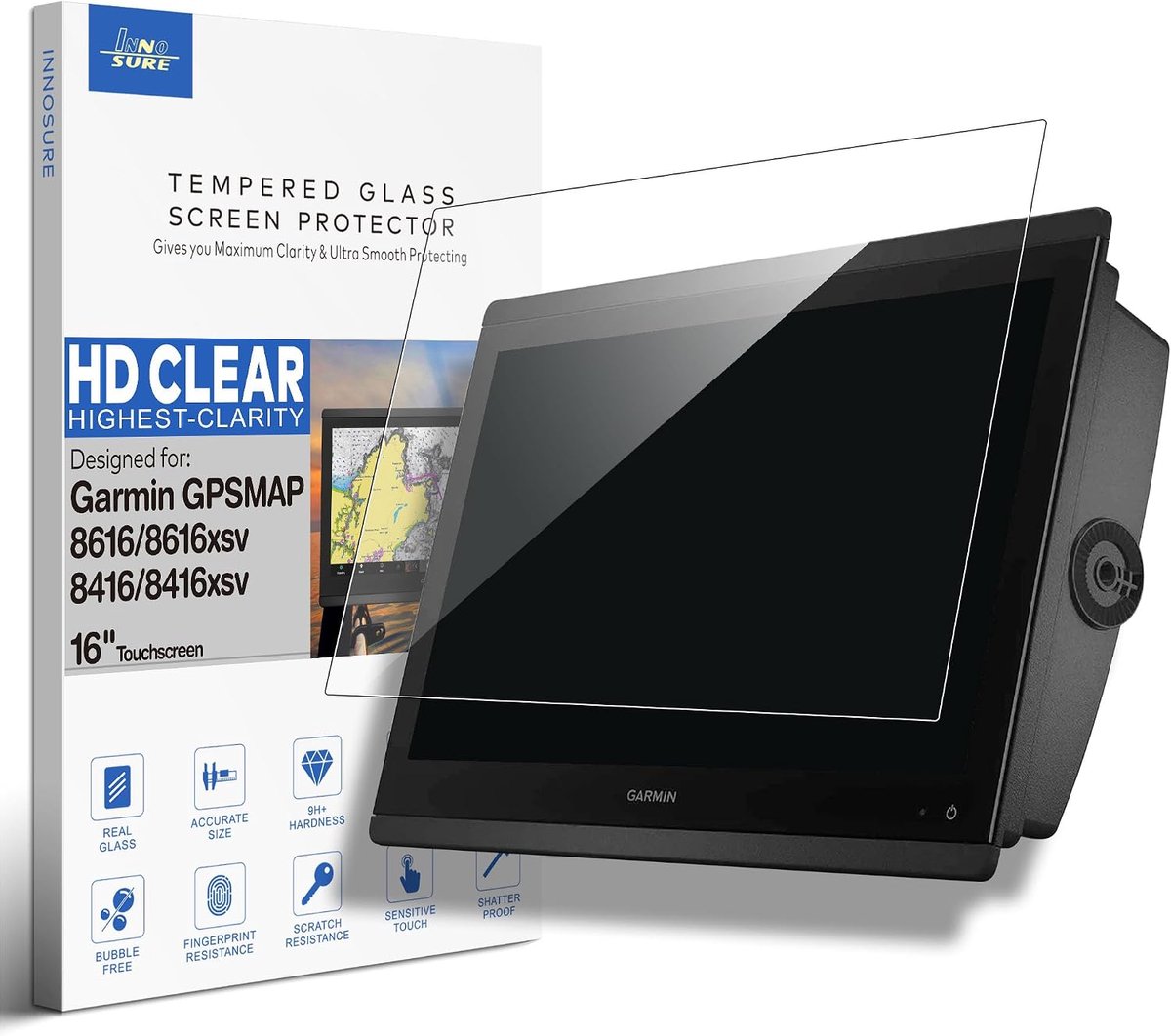 Gehard glas beschermfolie 16 inch - aluminiumsilicaat - 9H anti-kras - optimale bescherming voor Garmin GPSMAP - ShopVlot