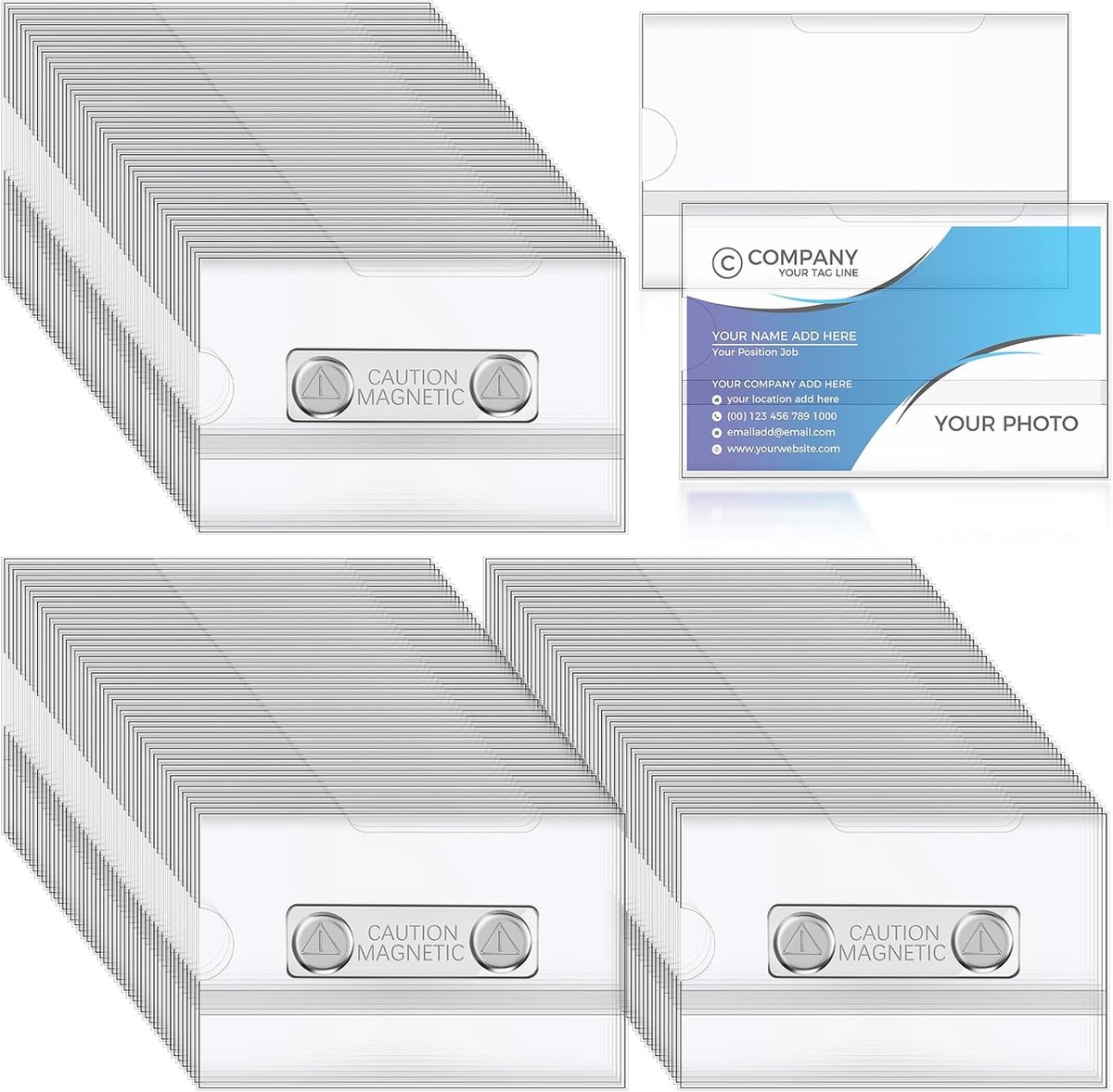 Magnetische naambadgehouder 3,5 x 2,2 inch - PVC ID-naamlabels - 200 stuks - ideaal voor conferenties - ShopVlot