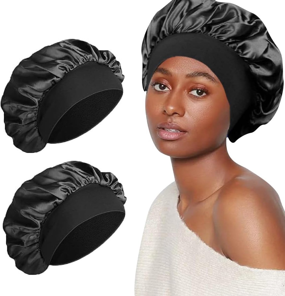 Slaapmuts met cap - zacht satin - haarbescherming - comfortabel slapen - ShopVlot
