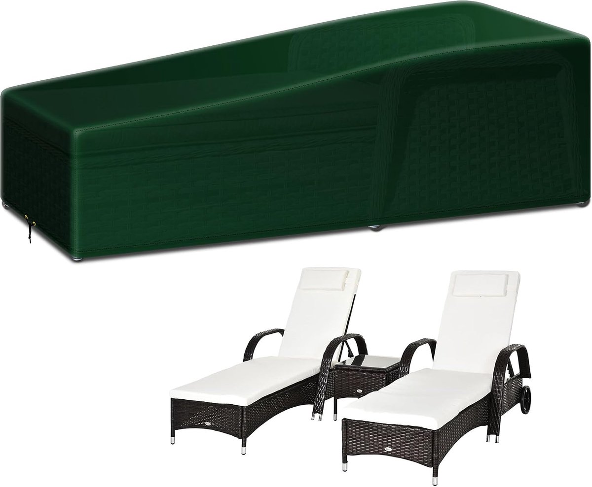 Tuinligstoel beschermhoes 220 x 80 x 35/55 cm - waterdicht - winddicht - UV-bestendig - ShopVlot