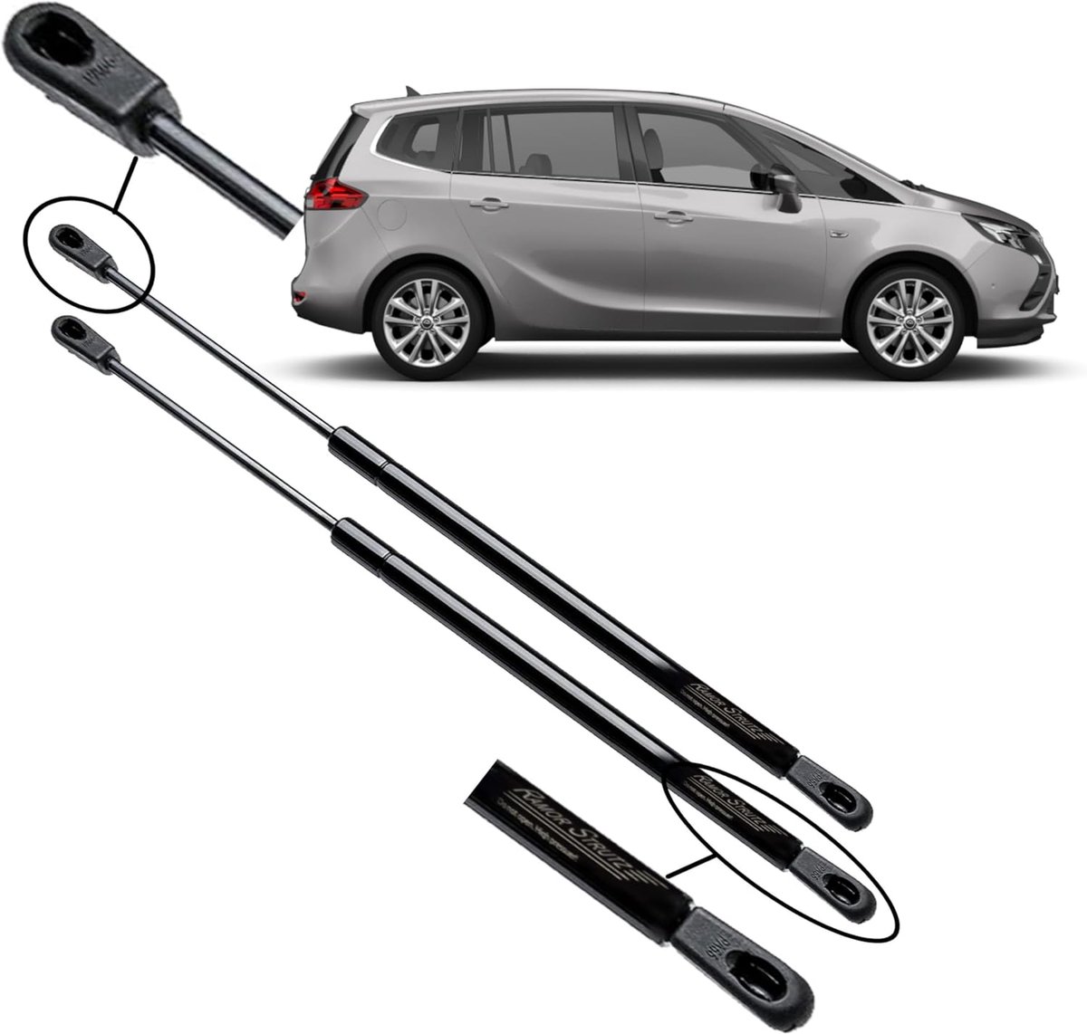 Gasveren achterklep 485 mm - vervanging voor Vauxhall Zafira C 2011-2019 - gasdruk 660N - eenvoudig te installeren - ShopVlot