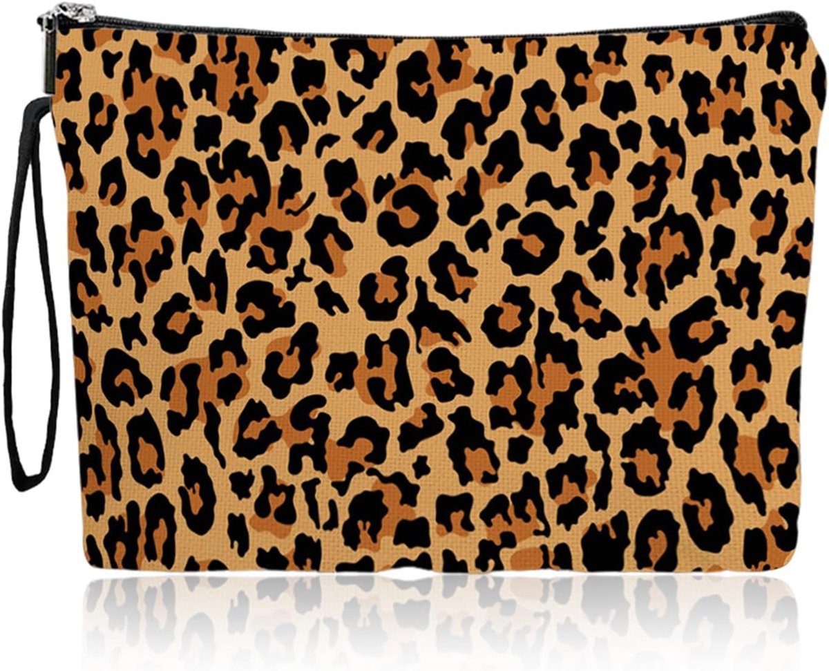 Make-up opbergtas klein - luipaardprint - lichtgewicht canvas - ideaal voor onderweg - ShopVlot