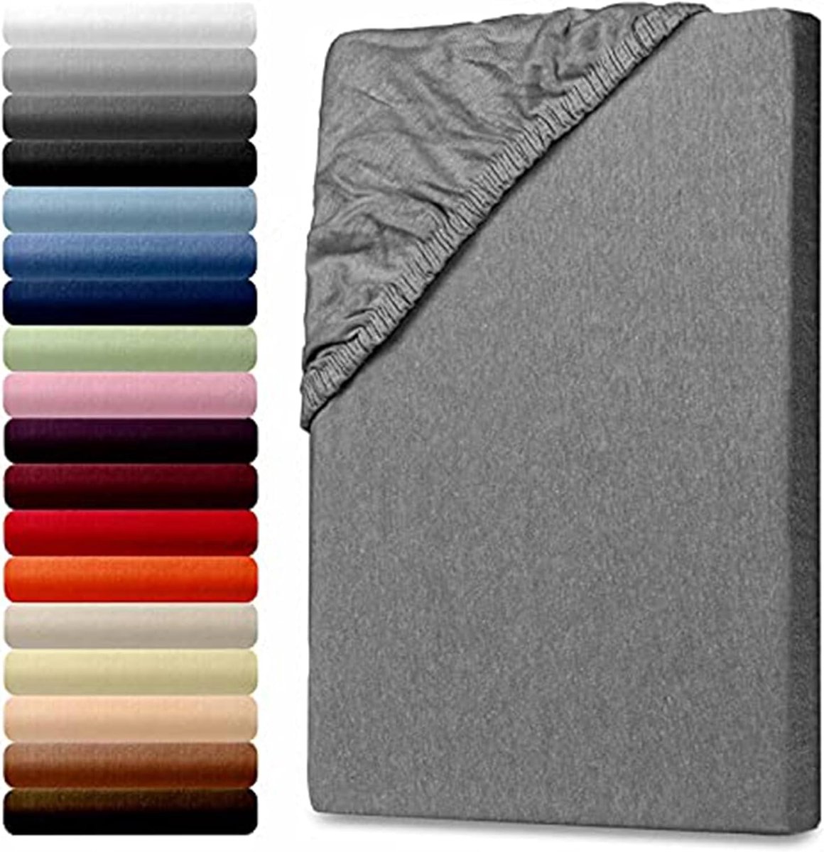 Jersey Fitted Sheet 180-200 x 200 cm - 100% Katoen - Oeko-Tex Standard 100 - Ademend en Wasbaar tot 60°C - ShopVlot
