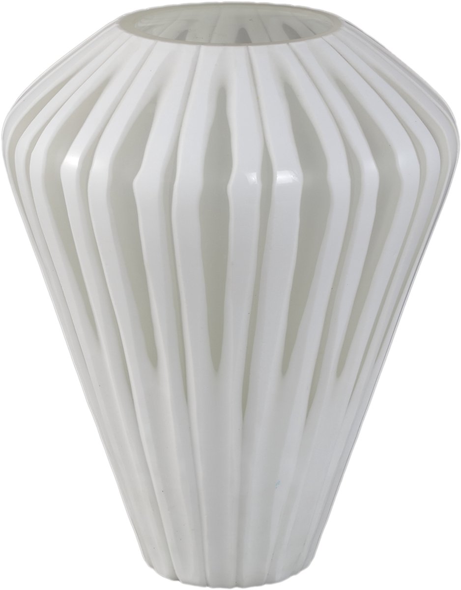PTMD Ireka White Handcut Solid Glass Angular Round M