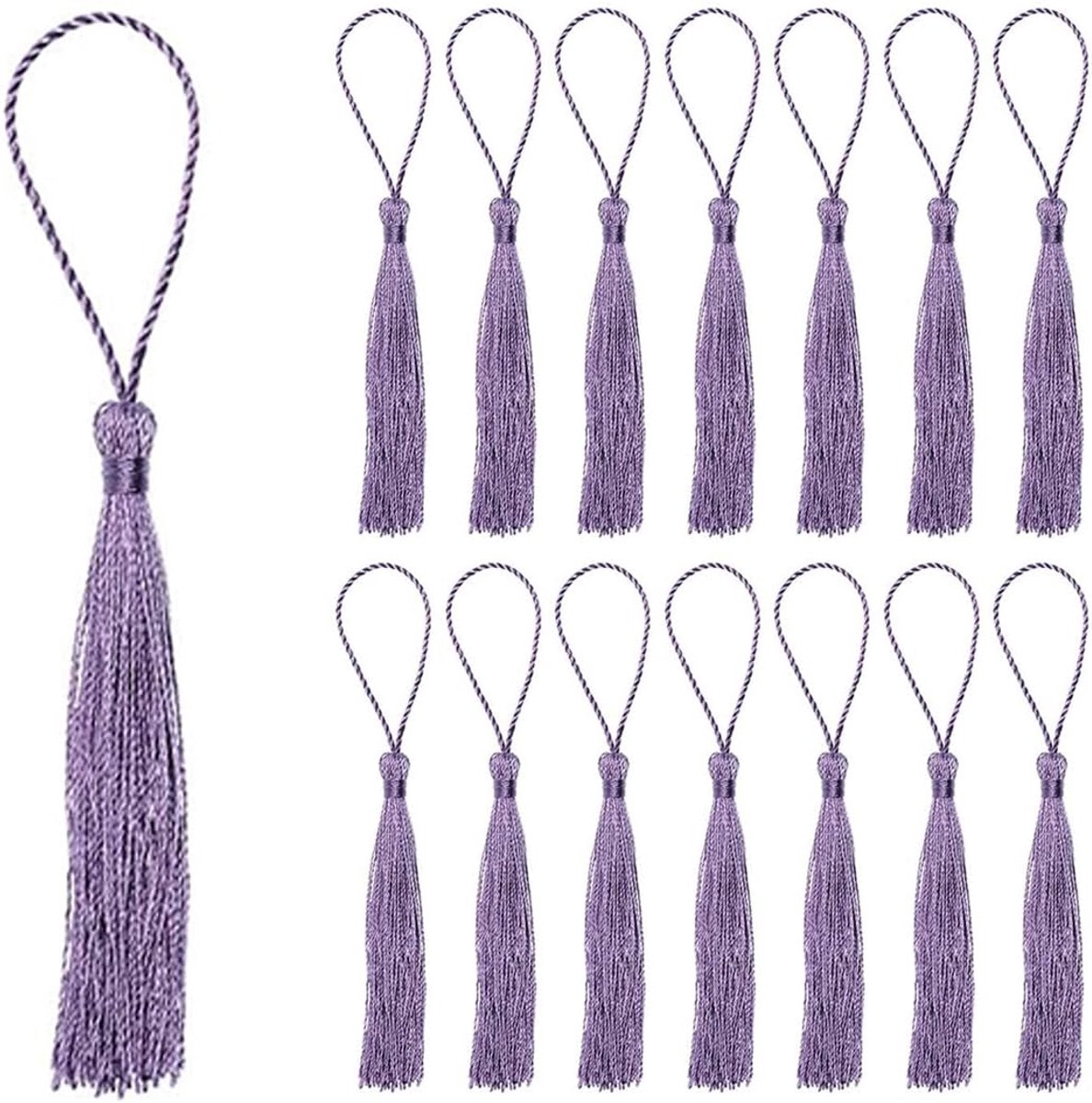 Boekenleggers met kwastjes 13 cm - paarse zijde - handgemaakt - perfect voor creaties - ShopVlot