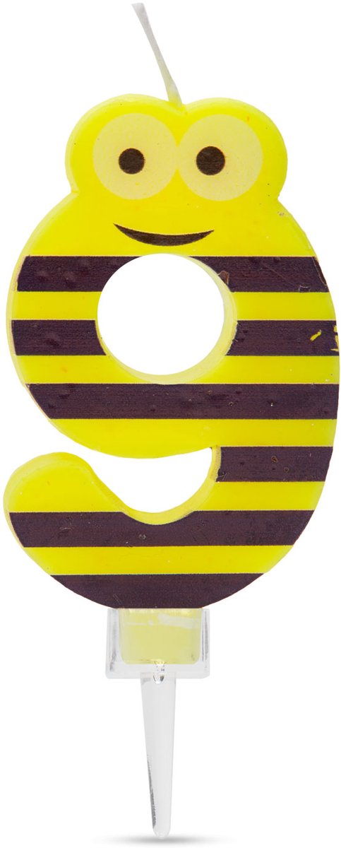 Verjaardagskaars Cijfer 9 - verjaardagscijfer, decoratiekaars, feestkaars, getalkaars, cake-kaars, decoratie, verjaardag [56182-9]