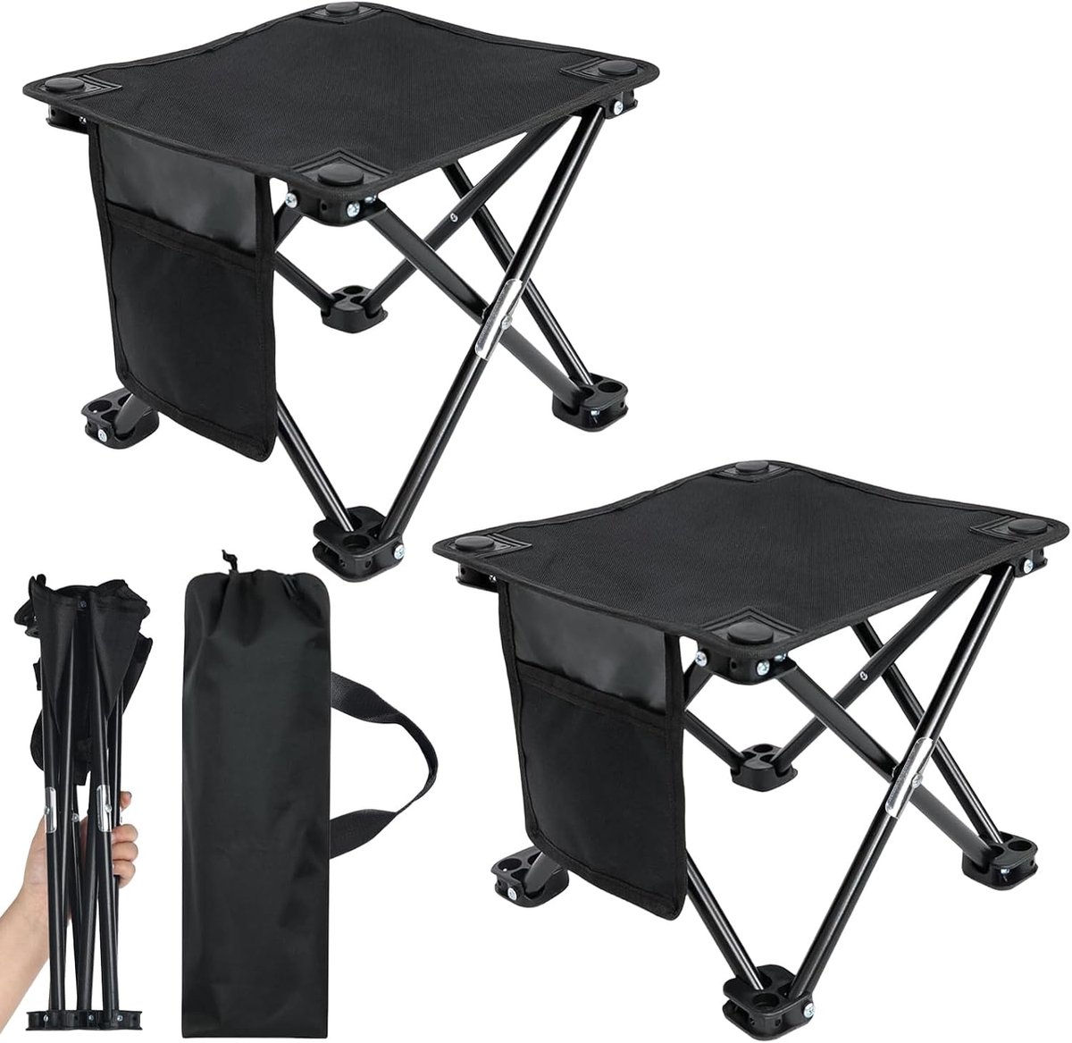 Campingkrukken set van 2 - opvouwbaar - tot 180 kg draagvermogen - perfect voor vissen en kamperen - ShopVlot