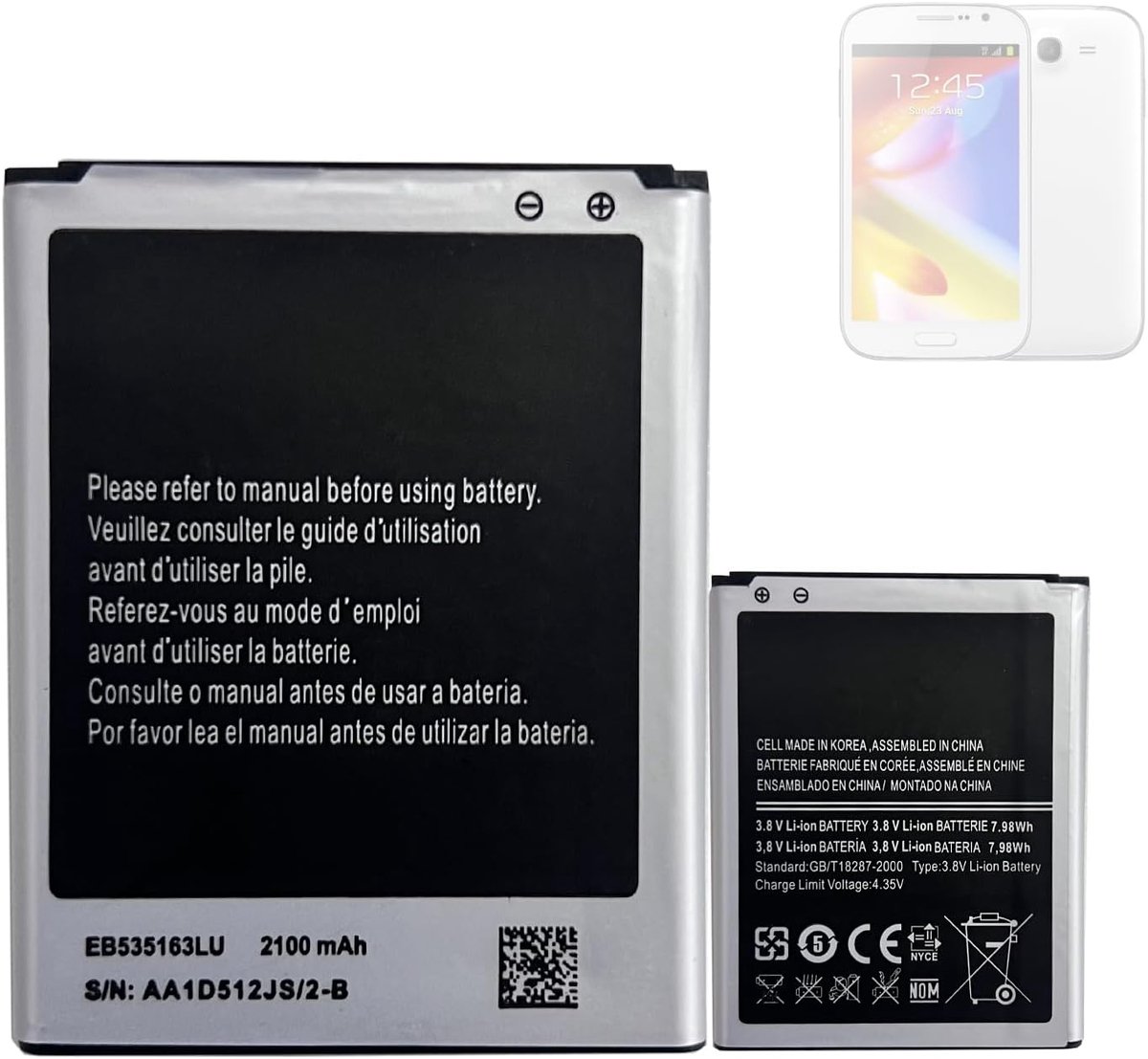 Reservebatterij voor Galaxy Grand i9080 Neo i9060 DuoS i9082 - 100% nieuwe kwaliteit - UL, CE en RoHS gecertificeerd - ShopVlot