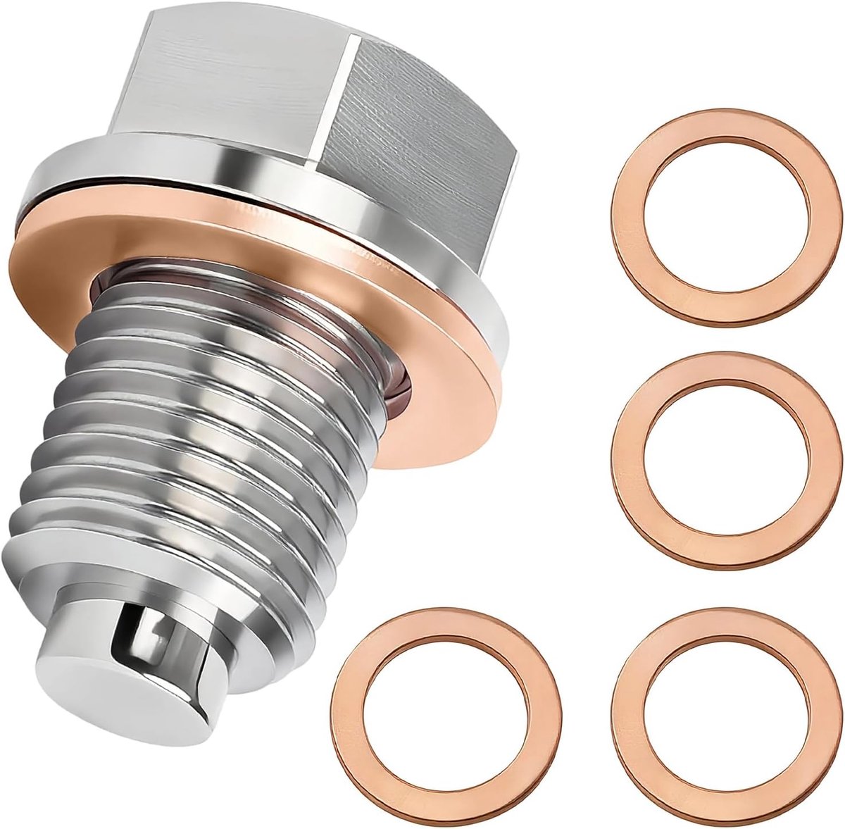Olieafvoerschroef M12 x 1,5 - magnetisch - koperen afdichtring - voorkomt olielekken - ShopVlot