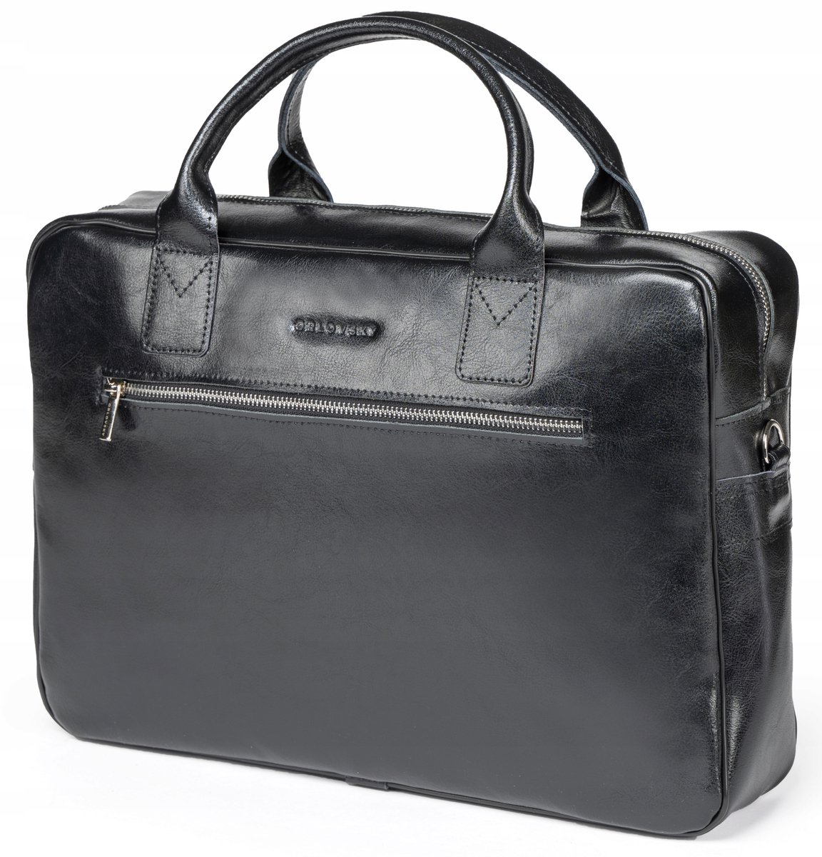 Leren laptoptas heren, ruim, documenten, zwart leer