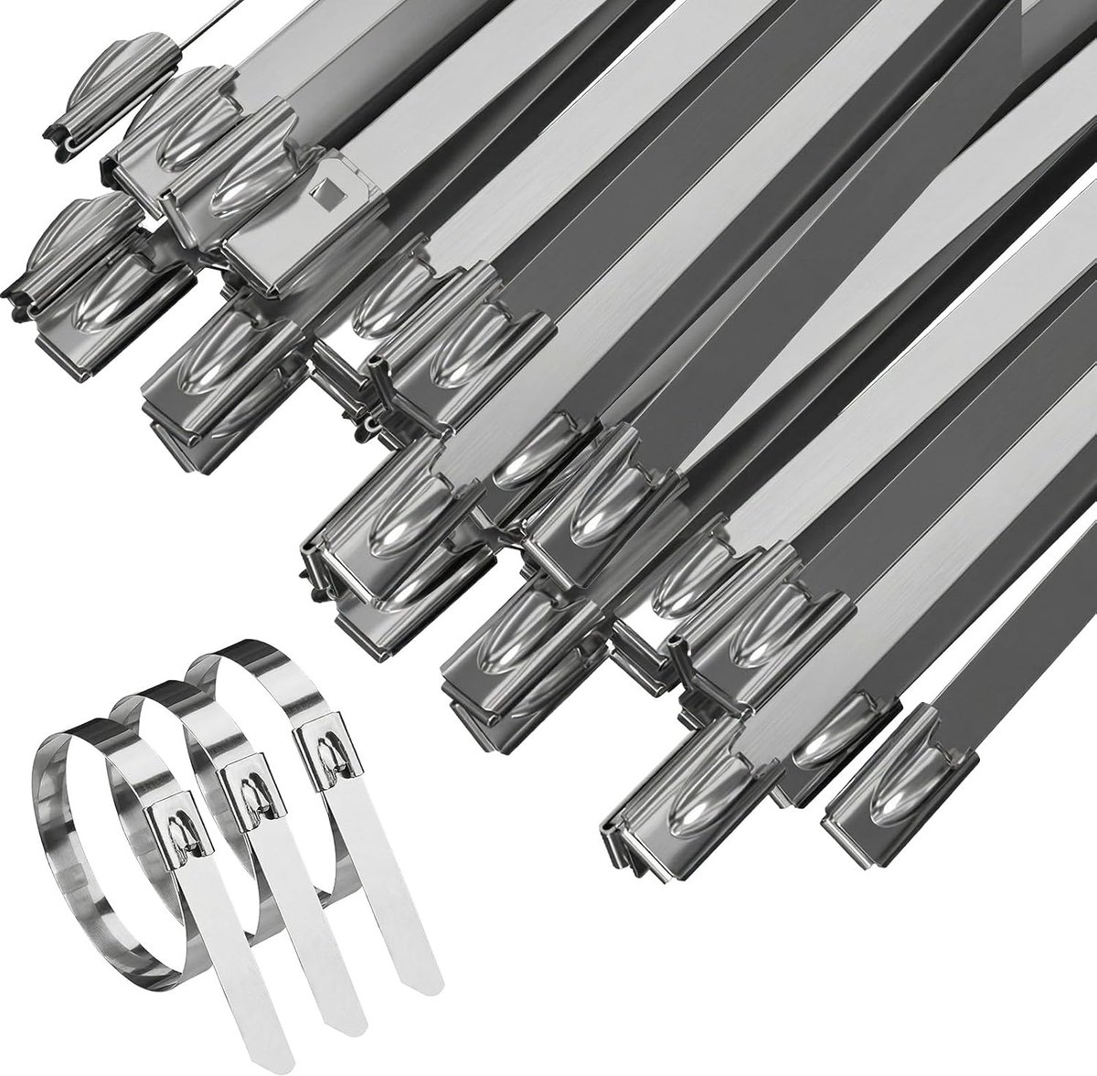 Kabelbinders 7,9 x 200 mm - roestvrij staal 304 - hoog treksterkte - ideaal voor buitengebruik - ShopVlot