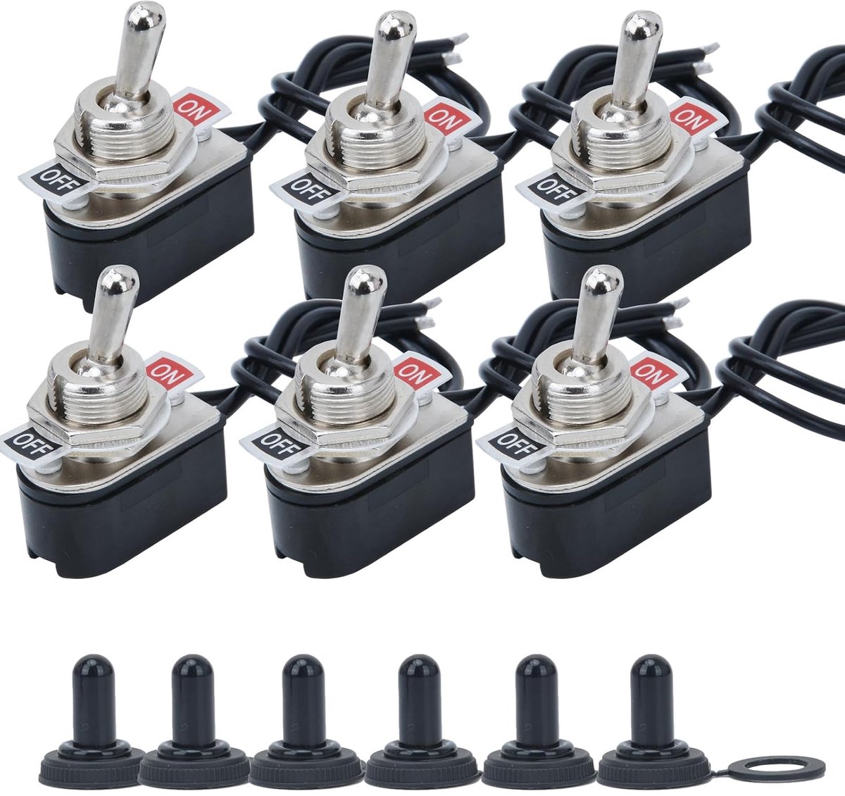 Rocker switch 6 stuks - SPST 2 positie - Waterdicht - Voor eenvoudige bediening - ShopVlot