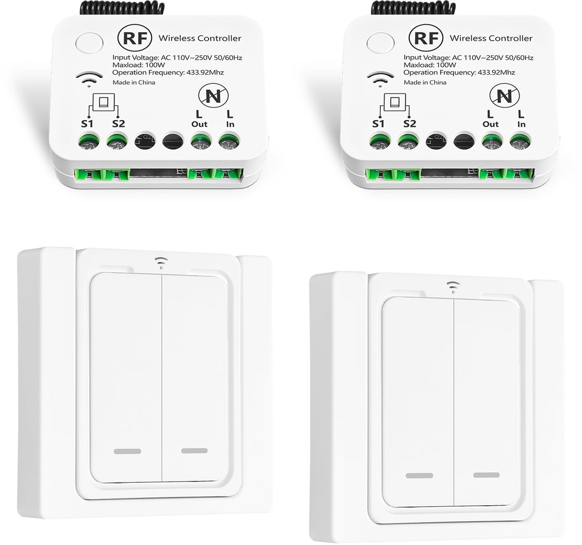 Draadloze lichtschakelaar - geschikt voor AC 220 V/230 V - compact ontwerp - tot 100 m bereik - ShopVlot