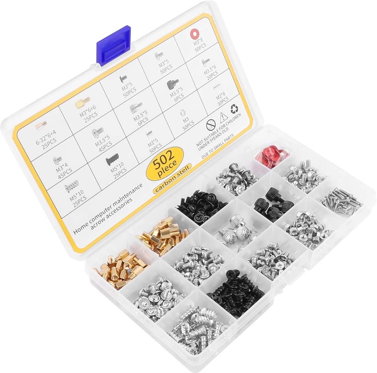 DIY Schroeven Set 502 Stuks - Diverse Maten - Inclusief Moeren en Ringetjes - Voor Computerbouw en Laptop Reparatie - ShopVlot