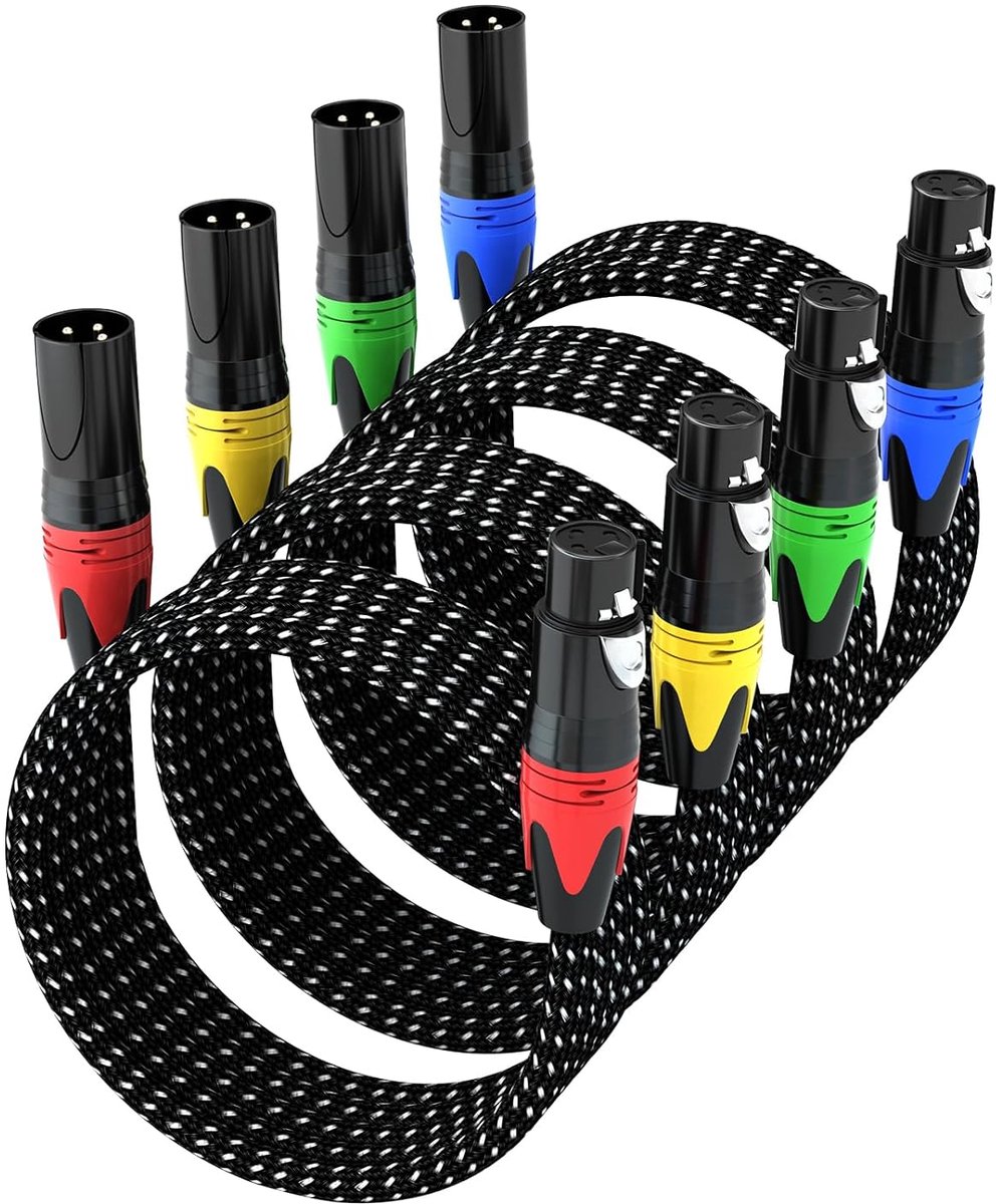 XLR microfoon kabel 3 meter - set van 4 - 3-polig beschermd - ideaal voor audio setups - ShopVlot