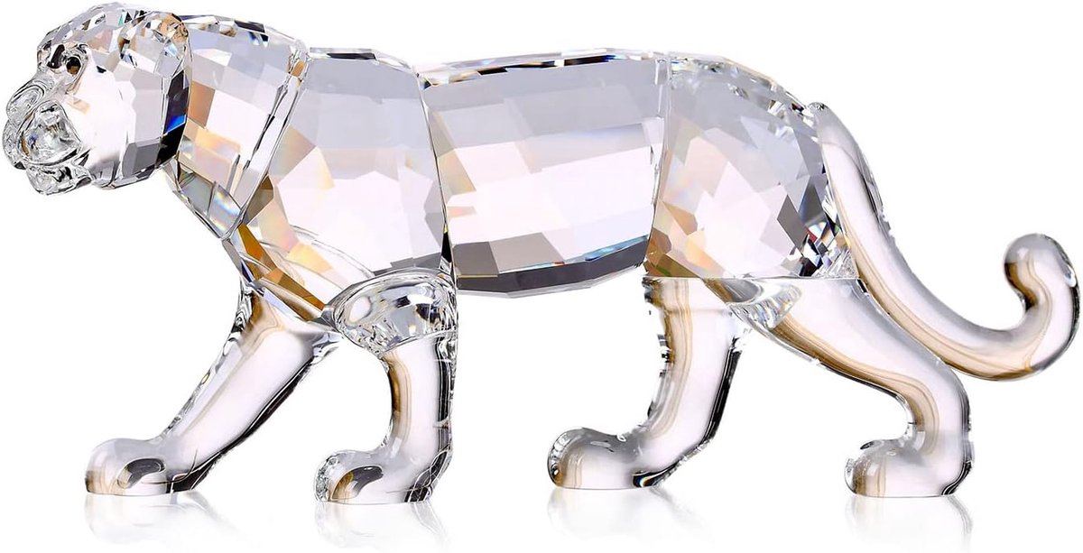 Kristallen luipaard beeldje 15 cm - K9-kristal - realistisch design - stijlvolle woondecoratie - ShopVlot