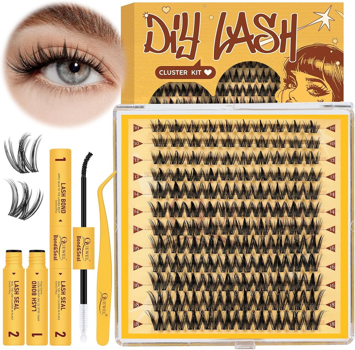 Valse Wimpers Manga Mix 10–18 mm - DIY Wimperverlenger Set - Inclusief Wimperkleber - Voor een Dramatische Kijk - ShopVlot