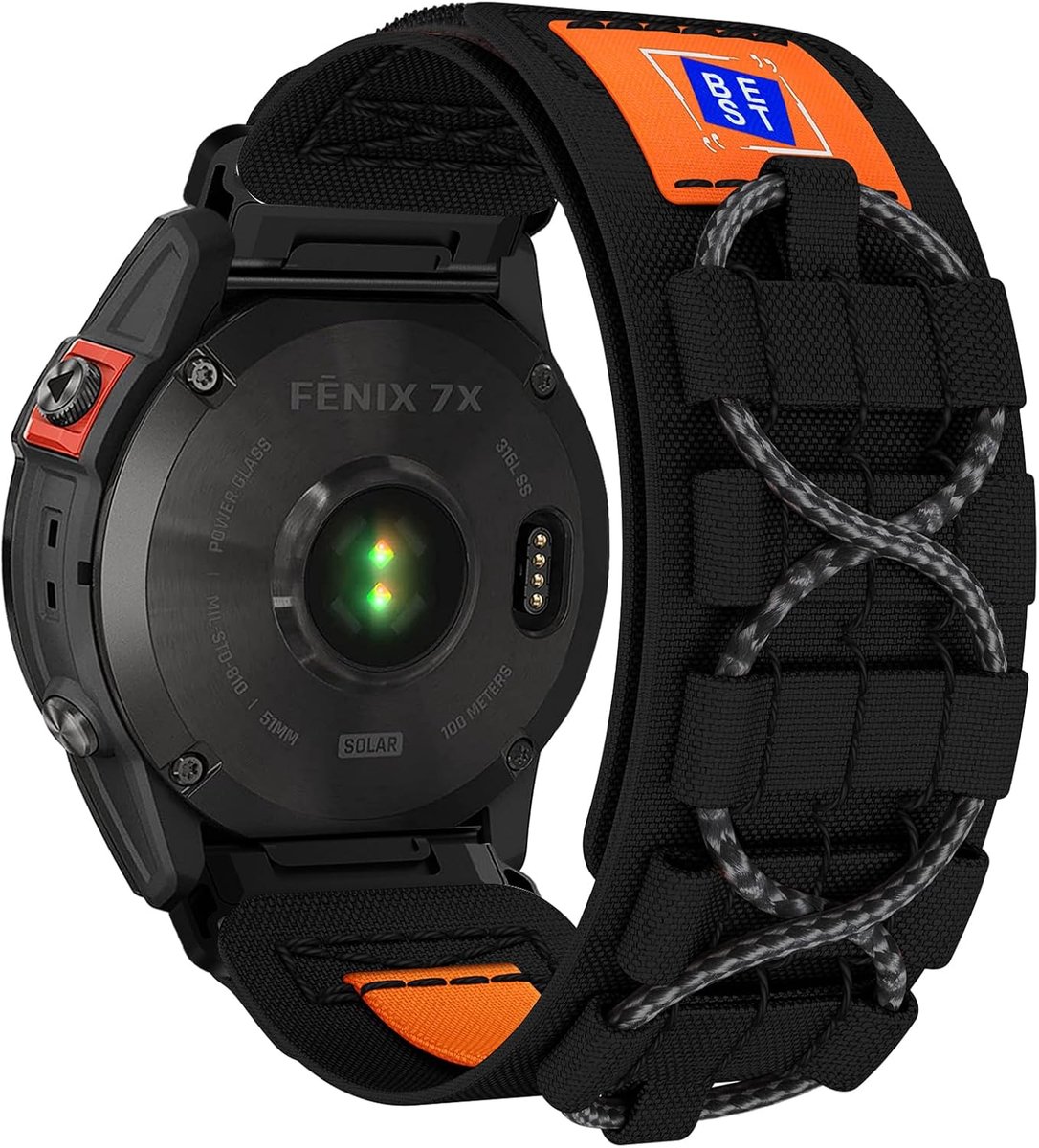 Polsband voor Fenix 7X/6X/5X - 26 mm zacht nylon - verstelbare sluiting - ideaal voor sporters - ShopVlot
